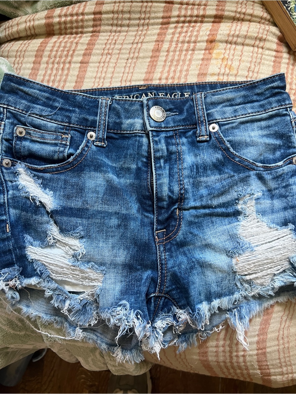 American Eagle Outfitters Blue Distressed Denim Cutoff Shorts